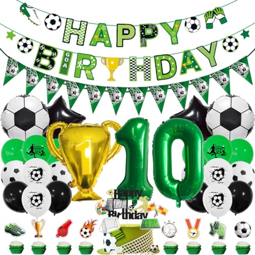 MiaLover 10 Jahr Geburtstag Dekoration Set Fussball Luftballon Latexballon Happy Birthday Banner Trophäe Folienballon Tortendekoration für 10.Geburtstag Fußball Themen Party Deko MiaLover 10 Jahr Geburtstag Dekoration Set Fussball Luftballon Latexballon Happy Birthday Banner Trophäe Folienballon Tortendekoration für 10.Geburtstag Fußball Themen Party Deko von MiaLover