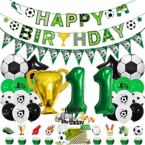 MiaLover 11 Jahr Geburtstag Dekoration Set Fussball Luftballon Latexballon Happy Birthday Banner Trophäe Folienballon Tortendekoration für 11.Geburtstag Fußball Themen Party Deko MiaLover 11 Jahr Geburtstag Dekoration Set Fussball Luftballon Latexballon Happy Birthday Banner Trophäe Folienballon Tortendekoration für 11.Geburtstag Fußball Themen Party Deko von MiaLover