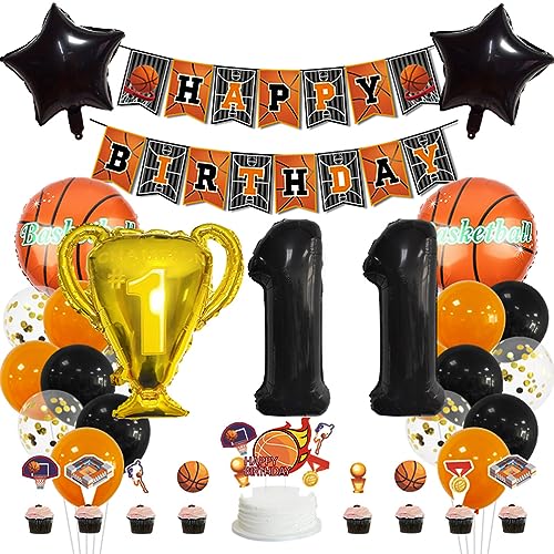 MiaLover 11 Jahr Geburtstag Dekoration Set Happy Birthday Banner Trophäe Folienballon Basketball Luftballon Latexballon Tortendekoration für 11.Geburtstag Basketball Themen Party Deko MiaLover 11 Jahr Geburtstag Dekoration Set Happy Birthday Banner Trophäe Folienballon Basketball Luftballon Latexballon Tortendekoration für 11.Geburtstag Basketball Themen Party Deko von MiaLover