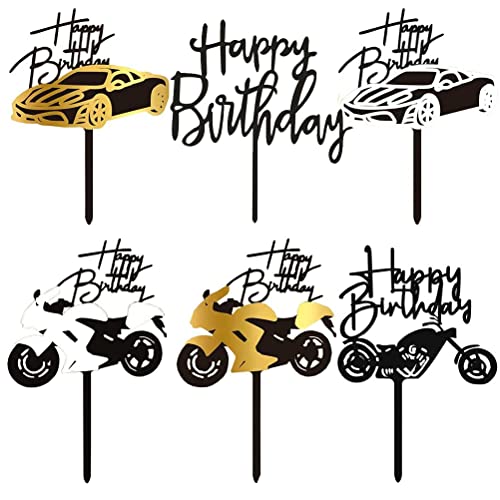 MiaLover 11 Stück Geburtstag Tortenstecker Happy Birthday Cake Topper Motorrad Auto Tortenaufsatz Acryl Kuchen Topper Tortendekoration für Männer Jungen Geburtstagsfeier Partys von MiaLover