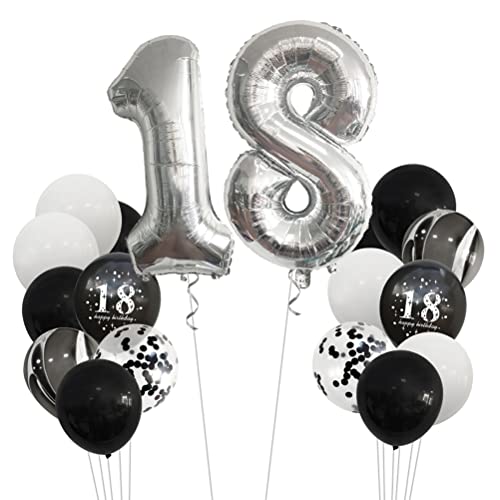 MiaLover 18. Geburtstag Dekorationen Männer Schwarz Silber Nr.18 Luftballons Weiß Schwarz Achat Luftballons Helium Luftballons für Jungen Männer Geburtstagsparty MiaLover 18. Geburtstag Dekorationen Männer Schwarz Silber Nr.18 Luftballons Weiß Schwarz Achat Luftballons Helium Luftballons für Jungen Männer Geburtstagsparty von MiaLover