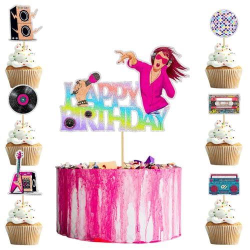 MiaLover 19Pcs Cake Decorating Set Musical Themed Cake Decorating 1 Big Happy Birthday Cupcake und 18 Cake Topper für Kinder Junge Mädchen Geburtstag Party Supplies von MiaLover