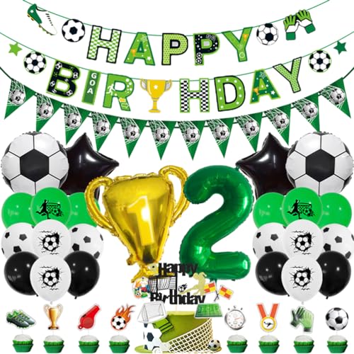 MiaLover 2 Jahr Geburtstag Dekoration Set Fussball Luftballon Latexballon Happy Birthday Banner Trophäe Folienballon Tortendekoration für 2.Geburtstag Fußball Themen Party Deko MiaLover 2 Jahr Geburtstag Dekoration Set Fussball Luftballon Latexballon Happy Birthday Banner Trophäe Folienballon Tortendekoration für 2.Geburtstag Fußball Themen Party Deko von MiaLover