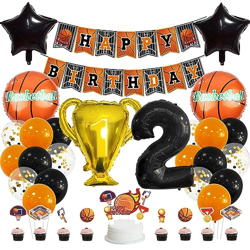MiaLover 2 Jahr Geburtstag Dekoration Set Happy Birthday Banner Trophäe Folienballon Basketball Luftballon Latexballon Tortendekoration für 2.Geburtstag Basketball Themen Party Deko MiaLover 2 Jahr Geburtstag Dekoration Set Happy Birthday Banner Trophäe Folienballon Basketball Luftballon Latexballon Tortendekoration für 2.Geburtstag Basketball Themen Party Deko von MiaLover