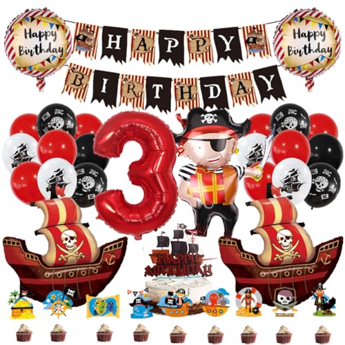 MiaLover 3 Jahr Pirate Geburtstag Dekoration Piratenthema Luftballon Latexballon Tortendekoration Cake topper Happy Birthday Banner für 3.Geburtstag Gothic Party Deko MiaLover 3 Jahr Pirate Geburtstag Dekoration Piratenthema Luftballon Latexballon Tortendekoration Cake topper Happy Birthday Banner für 3.Geburtstag Gothic Party Deko von MiaLover