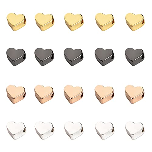 MiaLover 40 Stück Herzperlen Metall 6 mm Perlen Basteln für Armband Halskette Schmuckherstellung DIY Modeschmuck Basteln Anhänger Beads, 4 Farben von MiaLover