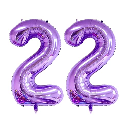 MiaLover 40 Zoll Zahl 22. Geburtstag deko Zahlen Ballon 22 Heliumballon 22 Geburtstagsdeko Riesen Aufblasbar Helium Folienballon Luftballons für Männer Frauen Happy Birthday Deko Luftballon(Lila) von MiaLover