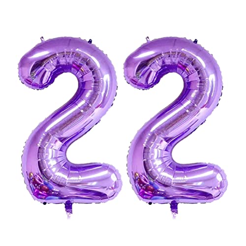 MiaLover 40 Zoll Zahl 22. Geburtstag deko Zahlen Ballon 22 Heliumballon 22 Geburtstagsdeko Riesen Aufblasbar Helium Folienballon Luftballons für Männer Frauen Happy Birthday Deko Luftballon(Lila) von MiaLover