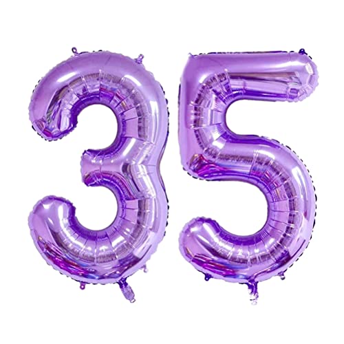 MiaLover 40 Zoll Zahl 35. Geburtstag deko Zahlen Ballon 35 Heliumballon 35 Geburtstagsdeko Riesen Aufblasbar Helium Folienballon Luftballons für Männer Frauen Happy Birthday Deko Luftballon(Lila) von MiaLover