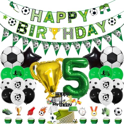 MiaLover 5 Jahr Geburtstag Dekoration Set Fussball Luftballon Latexballon Happy Birthday Banner Trophäe Folienballon Tortendekoration für 5.Geburtstag Fußball Themen Party Deko MiaLover 5 Jahr Geburtstag Dekoration Set Fussball Luftballon Latexballon Happy Birthday Banner Trophäe Folienballon Tortendekoration für 5.Geburtstag Fußball Themen Party Deko von MiaLover
