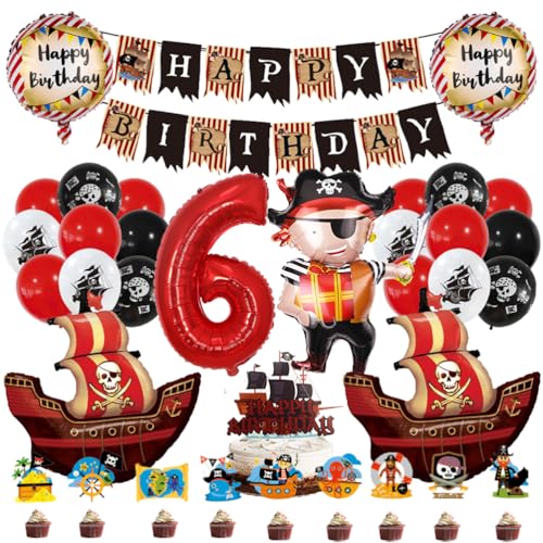 MiaLover 6 Jahr Pirate Geburtstag Dekoration Piratenthema Luftballon Latexballon Tortendekoration Cake topper Happy Birthday Banner für 6.Geburtstag Gothic Party Deko MiaLover 6 Jahr Pirate Geburtstag Dekoration Piratenthema Luftballon Latexballon Tortendekoration Cake topper Happy Birthday Banner für 6.Geburtstag Gothic Party Deko von MiaLover