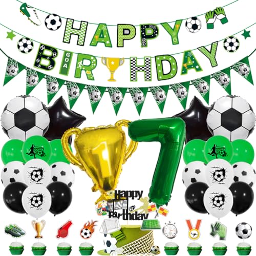 MiaLover 7 Jahr Geburtstag Dekoration Set Fussball Luftballon Latexballon Happy Birthday Banner Trophäe Folienballon Tortendekoration für 7.Geburtstag Fußball Themen Party Deko MiaLover 7 Jahr Geburtstag Dekoration Set Fussball Luftballon Latexballon Happy Birthday Banner Trophäe Folienballon Tortendekoration für 7.Geburtstag Fußball Themen Party Deko von MiaLover
