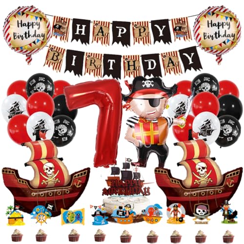 MiaLover 7 Jahr Pirate Geburtstag Dekoration Piratenthema Luftballon Latexballon Tortendekoration Cake topper Happy Birthday Banner für 7.Geburtstag Gothic Party Deko MiaLover 7 Jahr Pirate Geburtstag Dekoration Piratenthema Luftballon Latexballon Tortendekoration Cake topper Happy Birthday Banner für 7.Geburtstag Gothic Party Deko von MiaLover