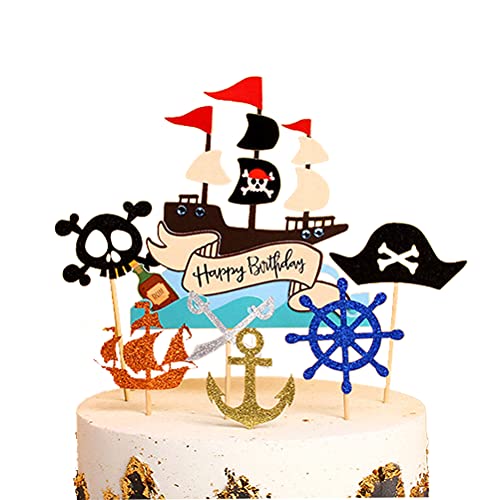 MiaLover 7 Stück Pirate Tortenstecker Piraten Kuchendeckel Happy Birthday Cake Toppers Set Piraten Kuchen Topper Cupcake für Kinder Mädchen Junge Halloween Party Muffin Deko MiaLover 7 Stück Pirate Tortenstecker Piraten Kuchendeckel Happy Birthday Cake Toppers Set Piraten Kuchen Topper Cupcake für Kinder Mädchen Junge Halloween Party Muffin Deko von MiaLover
