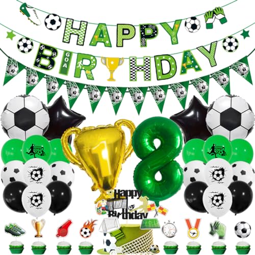 MiaLover 8 Jahr Geburtstag Dekoration Set Fussball Luftballon Latexballon Happy Birthday Banner Trophäe Folienballon Tortendekoration für 8.Geburtstag Fußball Themen Party Deko MiaLover 8 Jahr Geburtstag Dekoration Set Fussball Luftballon Latexballon Happy Birthday Banner Trophäe Folienballon Tortendekoration für 8.Geburtstag Fußball Themen Party Deko von MiaLover