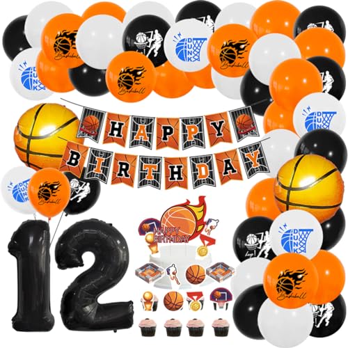 MiaLover Basketball Geburtstags-Set Zahl 12 Luftballon 12 Jahr Geburtstag Dekoration Ballongirlande Banner Großer Basketball Folienballon Latexballon Tortendekoration für Party Kindergeburtstag MiaLover Basketball Geburtstags-Set Zahl 12 Luftballon 12 Jahr Geburtstag Dekoration Ballongirlande Banner Großer Basketball Folienballon Latexballon Tortendekoration für Party Kindergeburtstag von MiaLover