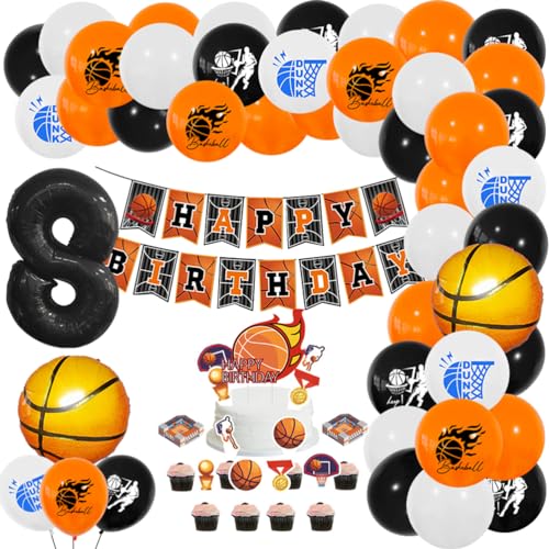 MiaLover Basketball Geburtstags-Set Zahl 8 Luftballon 8 Jahr Geburtstag Dekoration Ballongirlande Banner Großer Basketball Folienballon Latexballon Tortendekoration für Party Kindergeburtstag MiaLover Basketball Geburtstags-Set Zahl 8 Luftballon 8 Jahr Geburtstag Dekoration Ballongirlande Banner Großer Basketball Folienballon Latexballon Tortendekoration für Party Kindergeburtstag von MiaLover