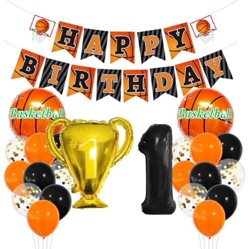MiaLover Basketball-Thema 1.Geburtstag Dekoration Set Zahl 1 Luftballon 1 Jahr Geburtstag Dekoration Happy Birthday Banner Basketball Folienballon Luftballon Tortendekoration für Party Deko MiaLover Basketball-Thema 1.Geburtstag Dekoration Set Zahl 1 Luftballon 1 Jahr Geburtstag Dekoration Happy Birthday Banner Basketball Folienballon Luftballon Tortendekoration für Party Deko von MiaLover
