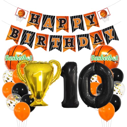 MiaLover Basketball-Thema 10.Geburtstag Dekoration Set Zahl 10 Luftballon 10 Jahr Geburtstag Dekoration Happy Birthday Banner Basketball Folienballon Luftballon Tortendekoration für Party Deko MiaLover Basketball-Thema 10.Geburtstag Dekoration Set Zahl 10 Luftballon 10 Jahr Geburtstag Dekoration Happy Birthday Banner Basketball Folienballon Luftballon Tortendekoration für Party Deko von MiaLover