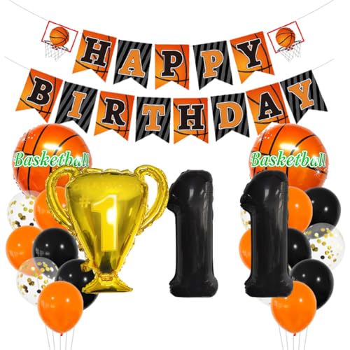 MiaLover Basketball-Thema 11.Geburtstag Dekoration Set Zahl 11 Luftballon 11 Jahr Geburtstag Dekoration Happy Birthday Banner Basketball Folienballon Luftballon Tortendekoration für Party Deko MiaLover Basketball-Thema 11.Geburtstag Dekoration Set Zahl 11 Luftballon 11 Jahr Geburtstag Dekoration Happy Birthday Banner Basketball Folienballon Luftballon Tortendekoration für Party Deko von MiaLover