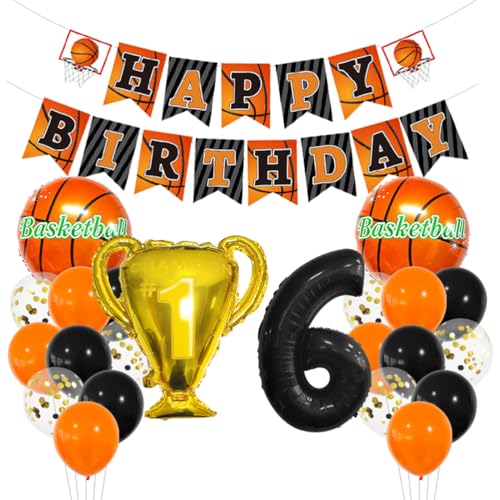 MiaLover Basketball-Thema 6.Geburtstag Dekoration Set Zahl 6 Luftballon 6 Jahr Geburtstag Dekoration Happy Birthday Banner Basketball Folienballon Luftballon Tortendekoration für Party Deko MiaLover Basketball-Thema 6.Geburtstag Dekoration Set Zahl 6 Luftballon 6 Jahr Geburtstag Dekoration Happy Birthday Banner Basketball Folienballon Luftballon Tortendekoration für Party Deko von MiaLover