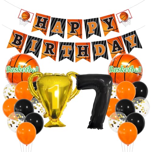 MiaLover Basketball-Thema 7.Geburtstag Dekoration Set Zahl 7 Luftballon 7 Jahr Geburtstag Dekoration Happy Birthday Banner Basketball Folienballon Luftballon Tortendekoration für Party Deko MiaLover Basketball-Thema 7.Geburtstag Dekoration Set Zahl 7 Luftballon 7 Jahr Geburtstag Dekoration Happy Birthday Banner Basketball Folienballon Luftballon Tortendekoration für Party Deko von MiaLover