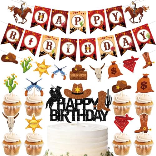 MiaLover Cowboy Party Dekorationen Set Happy Birthday Cowboy Thema Party Kit enthalten Happy Birthday Banner Ballons Cowboy Thema Cupcake Cake Topper für Kinder Jungen Erwachsene Geburtstag MiaLover Cowboy Party Dekorationen Set Happy Birthday Cowboy Thema Party Kit enthalten Happy Birthday Banner Ballons Cowboy Thema Cupcake Cake Topper für Kinder Jungen Erwachsene Geburtstag von MiaLover