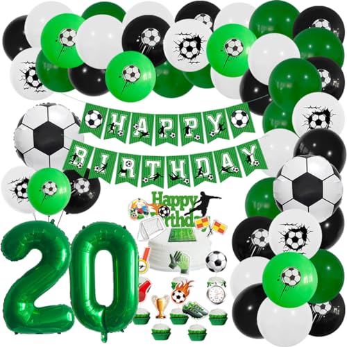 MiaLover Fußball Geburtstags-Set Zahl 20 Luftballon 20 Jahr Geburtstag Dekoration Ballongirlande Banner Großer Fußball Folienballon Latexballon Tortendekoration für Fussball Party Kindergeburtstag MiaLover Fußball Geburtstags-Set Zahl 20 Luftballon 20 Jahr Geburtstag Dekoration Ballongirlande Banner Großer Fußball Folienballon Latexballon Tortendekoration für Fussball Party Kindergeburtstag von MiaLover