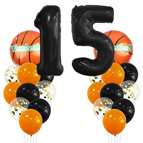 MiaLover Großes Basketball Luftballon Geburtstag Dekorationen 15 Jahr Kindergeburtstag Deko Zahl 15 Ballon FolienBallon Orange Schwarz Ballon für Kinder Basketball Themenfeier Party Geburtstagsdeko MiaLover Großes Basketball Luftballon Geburtstag Dekorationen 15 Jahr Kindergeburtstag Deko Zahl 15 Ballon FolienBallon Orange Schwarz Ballon für Kinder Basketball Themenfeier Party Geburtstagsdeko von MiaLover
