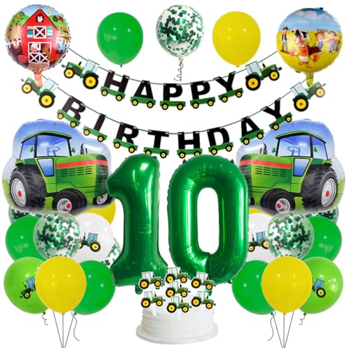 MiaLover Grün 10 Jahre Traktor Geburtstag Deko 10. Geburtstag Junge Trecker Zahlenballon 10 Folienballon Bedruckte Ballons Traktor Tortendekoration für Kindergeburtstag Partyset Dekoration MiaLover Grün 10 Jahre Traktor Geburtstag Deko 10. Geburtstag Junge Trecker Zahlenballon 10 Folienballon Bedruckte Ballons Traktor Tortendekoration für Kindergeburtstag Partyset Dekoration von MiaLover