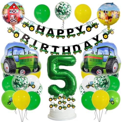 MiaLover Grün 5 Jahre Traktor Geburtstag Deko 5. Geburtstag Junge Trecker Zahlenballon 5 Folienballon Bedruckte Ballons Traktor Tortendekoration für Kindergeburtstag Partyset Dekoration MiaLover Grün 5 Jahre Traktor Geburtstag Deko 5. Geburtstag Junge Trecker Zahlenballon 5 Folienballon Bedruckte Ballons Traktor Tortendekoration für Kindergeburtstag Partyset Dekoration von MiaLover