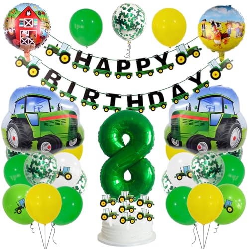 MiaLover Grün 8 Jahre Traktor Geburtstag Deko 8. Geburtstag Junge Trecker Zahlenballon 8 Folienballon Bedruckte Ballons Traktor Tortendekoration für Kindergeburtstag Partyset Dekoration MiaLover Grün 8 Jahre Traktor Geburtstag Deko 8. Geburtstag Junge Trecker Zahlenballon 8 Folienballon Bedruckte Ballons Traktor Tortendekoration für Kindergeburtstag Partyset Dekoration von MiaLover