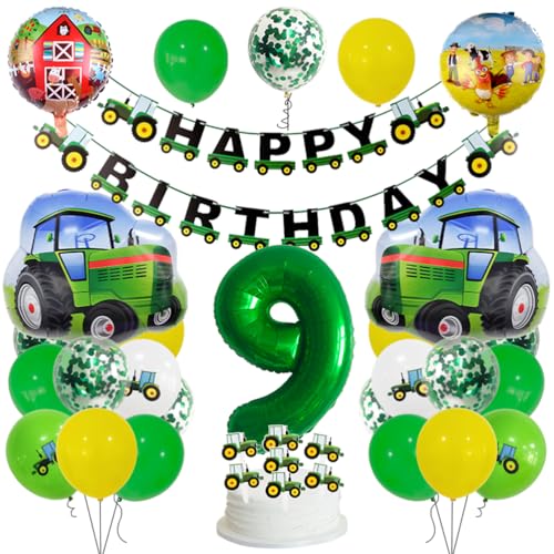 MiaLover Grün 9 Jahre Traktor Geburtstag Deko 9. Geburtstag Junge Trecker Zahlenballon 9 Folienballon Bedruckte Ballons Traktor Tortendekoration für Kindergeburtstag Partyset Dekoration MiaLover Grün 9 Jahre Traktor Geburtstag Deko 9. Geburtstag Junge Trecker Zahlenballon 9 Folienballon Bedruckte Ballons Traktor Tortendekoration für Kindergeburtstag Partyset Dekoration von MiaLover