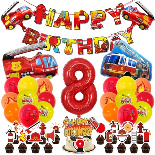 MiaLover Thema Brandbekämpfung Geburtstag Dekoration 8.Geburtstag Luftballon Nummer 8 Ballon Feuerwehrauto-Ballon Tortendekoration für Kinder 8. Geburtstag Party Dekorationen MiaLover Thema Brandbekämpfung Geburtstag Dekoration 8.Geburtstag Luftballon Nummer 8 Ballon Feuerwehrauto-Ballon Tortendekoration für Kinder 8. Geburtstag Party Dekorationen von MiaLover