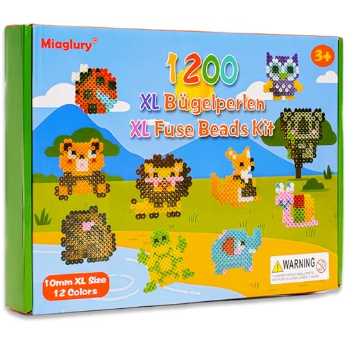 10mm Bügelperlen Groß Set, 1200 Stück bügelperlen maxi, 12 Farben XL Steckperlen mit Platten, 10 Schlüsselbänder und 3 Bügelpapier, Kreatives Perlenset für Kinder Basteln ab 3 Jahren 10mm Bügelperlen Groß Set, 1200 Stück bügelperlen maxi, 12 Farben XL Steckperlen mit Platten, 10 Schlüsselbänder und 3 Bügelpapier, Kreatives Perlenset für Kinder Basteln ab 3 Jahren von Miaglury