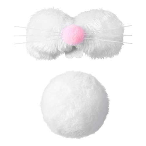 Miaija Hasenkostüm-Set, Plüschstoff, Hasennase und weißer Schwanz, Halloween, Kaninchen, Cosplay, Requisite, niedliches Make-up-Zubehör für Cosplay, Geburtstag, Ostern, Partyzubehör, 2-teilig Miaija Hasenkostüm-Set, Plüschstoff, Hasennase und weißer Schwanz, Halloween, Kaninchen, Cosplay, Requisite, niedliches Make-up-Zubehör für Cosplay, Geburtstag, Ostern, Partyzubehör, 2-teilig von Miaija