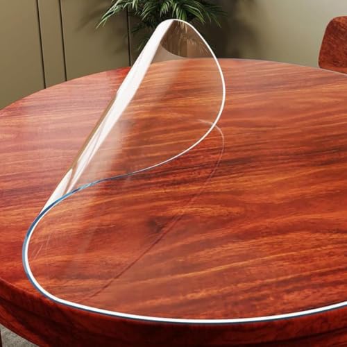 Home Runde PVC-Schreibtisch-Tischschutzabdeckung, Esszimmer, Küche, wasserdicht, abwischbar, rutschfeste Schreibtischunterlage (rund: 135 cm, transparent) von Miaogoo