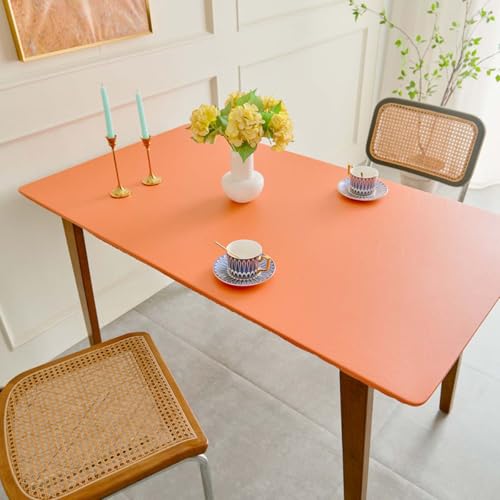 Miaogoo Rechteckige Tischdecke, Polyurethan-Leder, Tischschutz, wasserdicht, abwischbar, elastische Kanten, Tischdecke für Outdoor, Terrasse, Küche und Esszimmer (120 x 80 cm, Orange) von Miaogoo