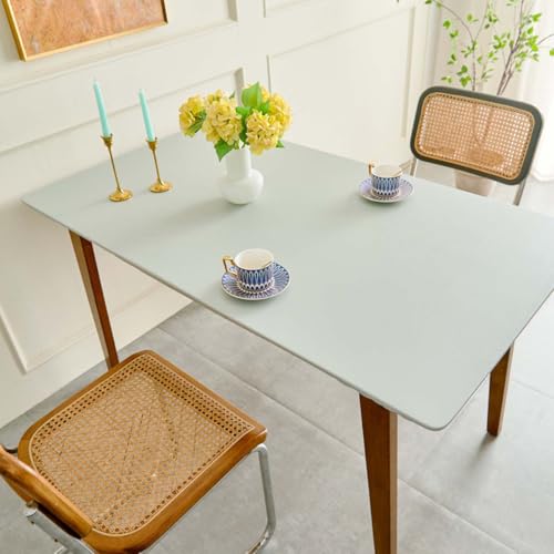 Miaogoo Rechteckige Tischdecke, Polyurethan-Leder, Tischschutz, wasserdicht, abwischbar, elastische Kanten, Tischdecke für Outdoor, Terrasse, Küche und Esszimmer (150 x 90 cm, Grau) von Miaogoo