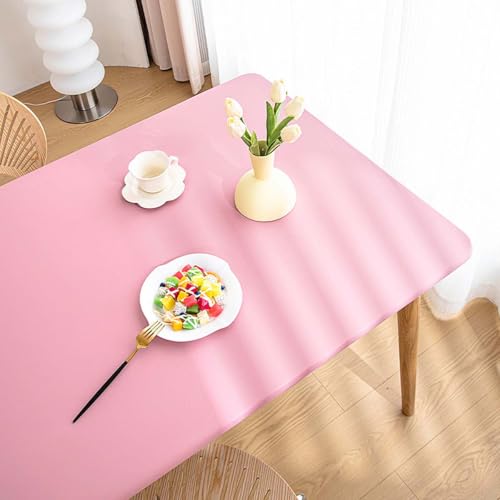 Miaogoo Rechteckige Tischdecke, elastische Kanten, PU-Leder, Tischabdeckung für Outdoor, Küche, Picknick, Camping, Party, wasserdicht, öldicht, Tischschutz (120 x 70 cm, Rosa) von Miaogoo