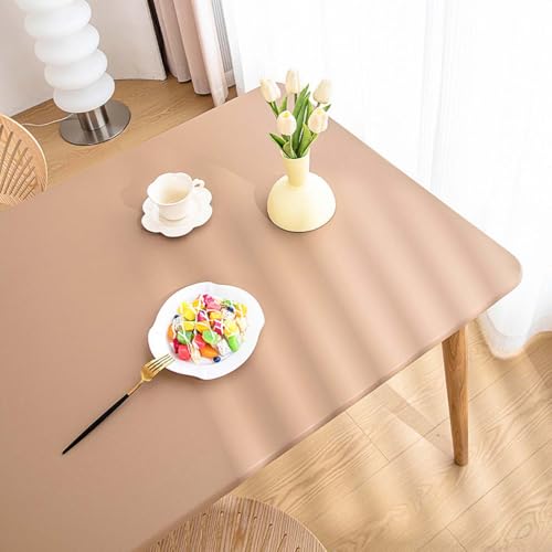 Miaogoo Rechteckige Tischdecke, elastische Kanten, PU-Leder, Tischabdeckung für Outdoor, Küche, Picknick, Camping, Party, wasserdicht, öldicht, Tischschutz (120 x 70 cm, braun) von Miaogoo