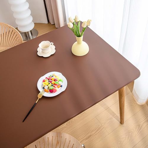 Miaogoo Rechteckige Tischdecke, elastische Kanten, PU-Leder, Tischabdeckung für Outdoor, Küche, Picknick, Camping, Party, wasserdicht, öldicht, Tischschutz (150 x 90 cm, Kaffee) von Miaogoo
