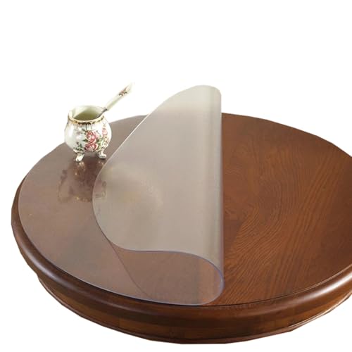 Runde Tischunterlage, transparent/mattiert, PVC, rutschfest, abwischbar, Esstischdecke, wasserdicht, öldicht, Schreibtischunterlage (rund: 125 cm, mattiert) von Miaogoo