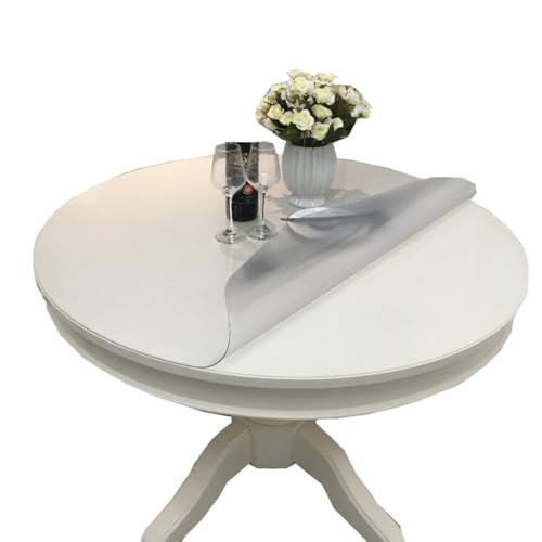 Tischabdeckung, mattiert/transparent, wasserdicht, öldicht, Schreibtisch-Tischschutzmatte, Kunststoff, PVC, Schreibtischunterlagen, Hitzeschutz, rutschfest (rund: 135 cm) von Miaogoo