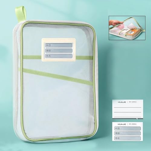 A4-Aufbewahrungstasche für Schreibwaren, doppellagig, Netzstoff, Reißverschluss, große Kapazität, Organizer, Ordner, Schule, Bürobedarf, Schreibwarentasche A4-Aufbewahrungstasche für Schreibwaren, doppellagig, Netzstoff, Reißverschluss, große Kapazität, Organizer, Ordner, Schule, Bürobedarf, Schreibwarentasche von Miaoyak