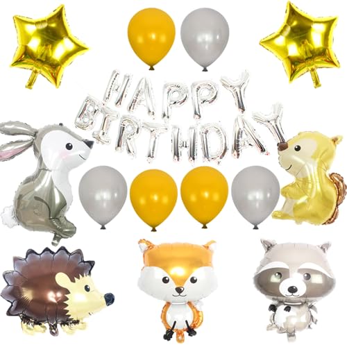 Aluminium-Ballon-Set, Motiv: Igel, Fuchs, Kaninchen, Eichhörnchen, Waschbär, Dschungel, Wald, Tier, Geburtstagsparty Aluminium-Ballon-Set, Motiv: Igel, Fuchs, Kaninchen, Eichhörnchen, Waschbär, Dschungel, Wald, Tier, Geburtstagsparty von Miaoyak