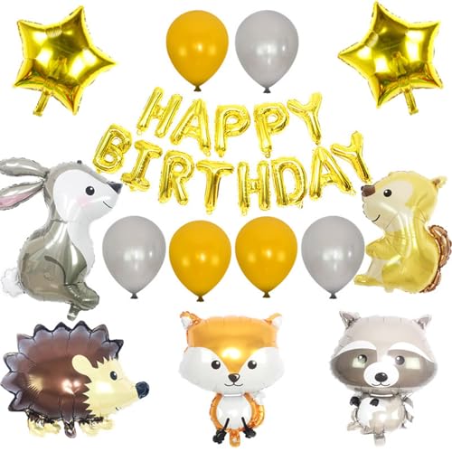 Aluminium-Ballon-Set, Motiv: Igel, Fuchs, Kaninchen, Eichhörnchen, Waschbär, Dschungel, Wald, Tier, Geburtstagsparty Aluminium-Ballon-Set, Motiv: Igel, Fuchs, Kaninchen, Eichhörnchen, Waschbär, Dschungel, Wald, Tier, Geburtstagsparty von Miaoyak