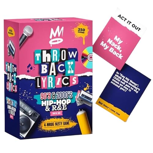 Miaoyak Hip-Hop- und R&B-Musik-Partyspiel der 90er und 2000er Jahre, Rap-R&B-Spiel, 250 Karten mit Wissenswertes und Scharaden, ideal für Spiel- und Date-Nächte für Erwachsenen- und Familienspiele von Miaoyak