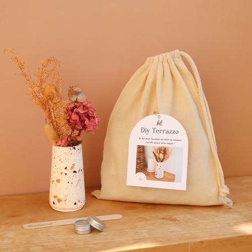 Miartisanat DIY Terrazzo Set aus Jesmonite - Dekorative Vase zum Selbermachen | Umweltfreundliches Harz AC100 | Kreative Geschenkidee | Schritt-für-Schritt-Anleitung enthalten - Terrazzo Herbst von Miartisanat