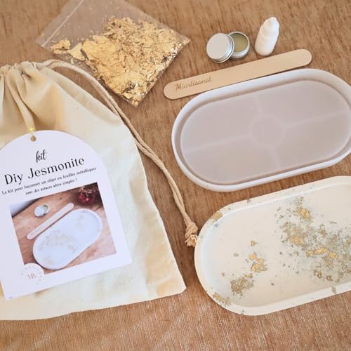 Miartisanat Jesmonite DIY Metallspäne-Set, Kreieren Sie Ihre Schale aus Goldfolie, Silber, Bronze | originelle Geschenkidee | mit Tipps und Tricks (Gold) von Miartisanat